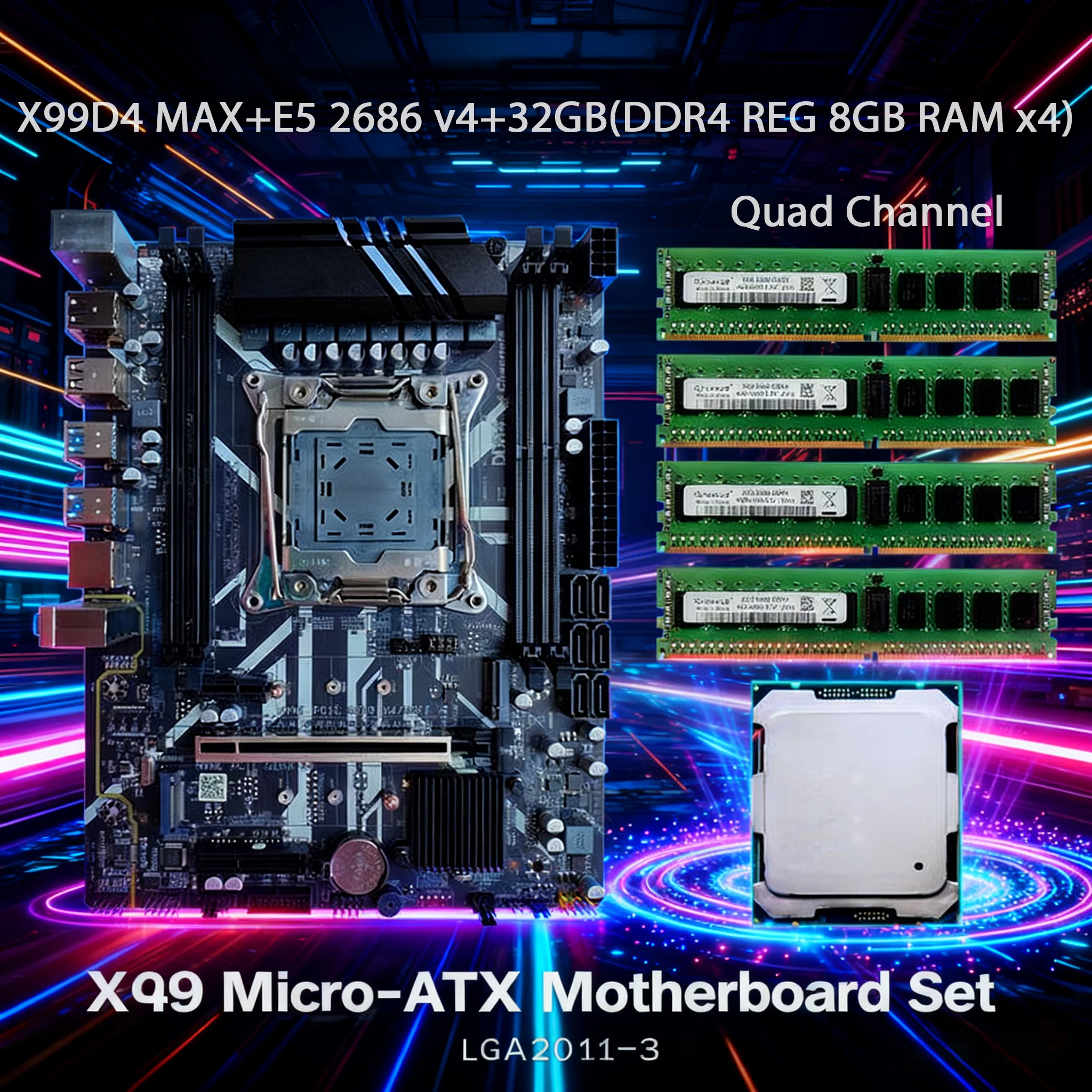 Комплект материнской платы X99 с LGA2011-3 Xeon E5 2686 V4, DDR4 32 ГБ (4*8 ГБ) 2400 МГц ОЗУ, четырехканальная NVMe M.2, NGFF M.2 SATA3.0*6
Комплект материнской платы X99 с LGA2011-3 Xeon E5 2686 V4, DDR4 32 ГБ (4*8 ГБ) 2400 МГц ОЗУ, четырехканальная NVMe M.2, NGFF M.2 SATA3.0*6