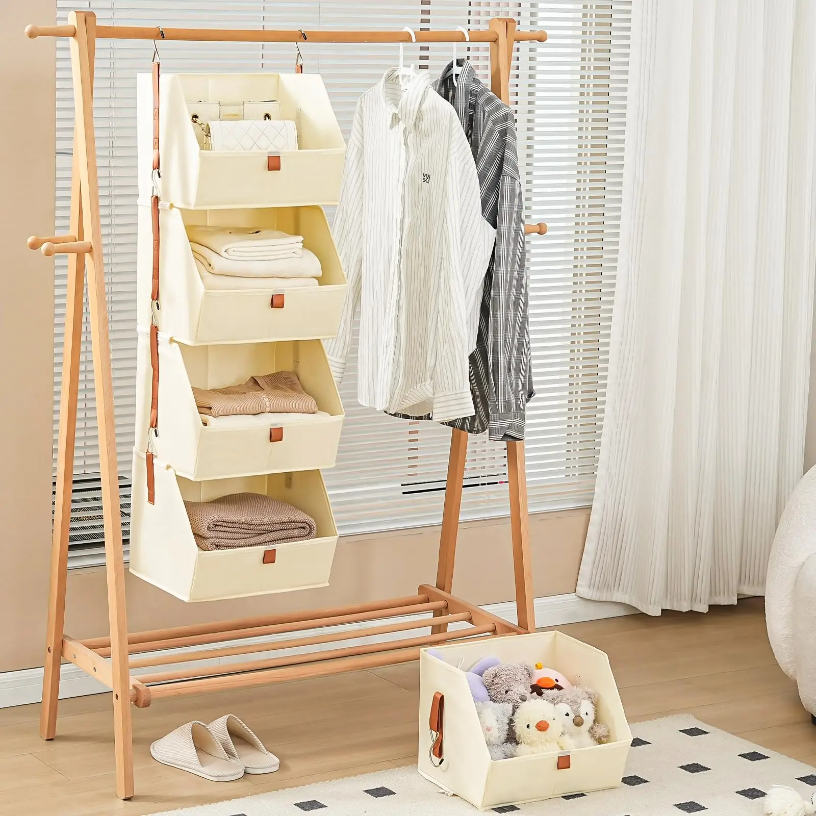 1PS Four Hanging Shoe Storage Boxes, Multi-Layer Partitioned Hanging Storage Bags, Organizers for Clothes and Shoes
1PS Four Hanging Shoe Storage Boxes, Multi-Layer Partitioned Hanging Storage Bags, Organizers for Clothes and Shoes