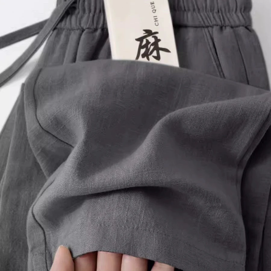 High-End Linen Pants Charcoal ey Cotton-Linen Loose Straight Leg Summer Thin Long Casual Trousers for Men Autumn Wear
High-End Linen Pants Charcoal ey Cotton-Linen Loose Straight Leg Summer Thin Long Casual Trousers for Men Autumn Wear
