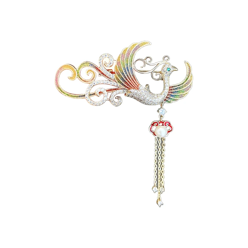 Color wing phoenix fringed brooch, high-end female design sense, fashionable and exquisite anti-light buckle, pin brooch
Color wing phoenix fringed brooch, high-end female design sense, fashionable and exquisite anti-light buckle, pin brooch