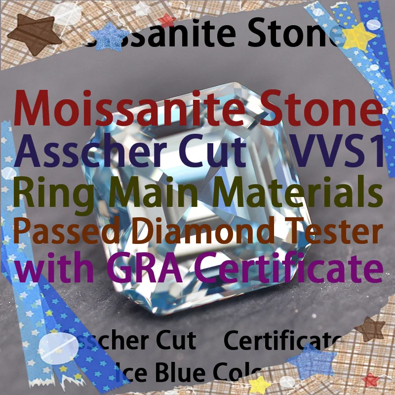Moissanite Stone Asscher Cut Ice Blue Color VVS1 DIY Ring Necklace Main Materials Passed Diamond Tester with GRA Certificate
Moissanite Stone Asscher Cut Ice Blue Color VVS1 DIY Ring Necklace Main Materials Passed Diamond Tester with GRA Certificate