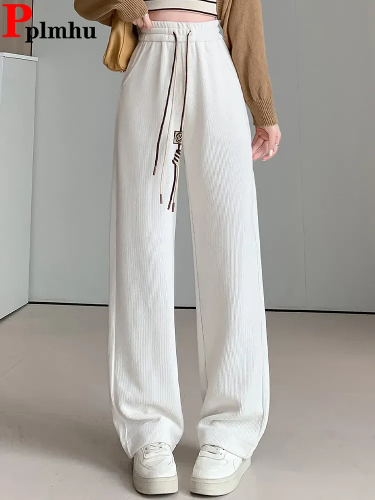 Women Solid Loose Wide Leg Pants Korean Elastic High Waist Baggy Straight Pantalones Spring Fall Casual Classic Lace Up Calca
Women Solid Loose Wide Leg Pants Korean Elastic High Waist Baggy Straight Pantalones Spring Fall Casual Classic Lace Up Calca