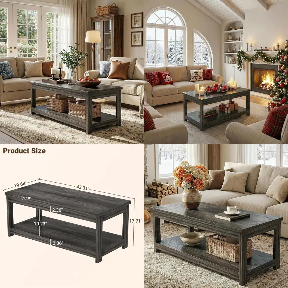 Modern 43.3 Coffee Table with Storage Shelf, Suitable for Living Room, Elegant Black Tea Table with Open Shelf, Grey
Modern 43.3 Coffee Table with Storage Shelf, Suitable for Living Room, Elegant Black Tea Table with Open Shelf, Grey