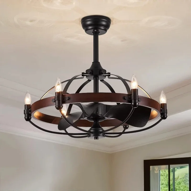 Vintage living room dining room bedroom fan light black leafless candle hanging wood grain color smart home
Vintage living room dining room bedroom fan light black leafless candle hanging wood grain color smart home
