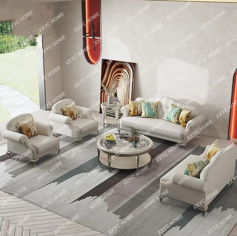 L size apartment living room sofa combination model room light luxury solid wood rivet three-person fabric sofa
L size apartment living room sofa combination model room light luxury solid wood rivet three-person fabric sofa