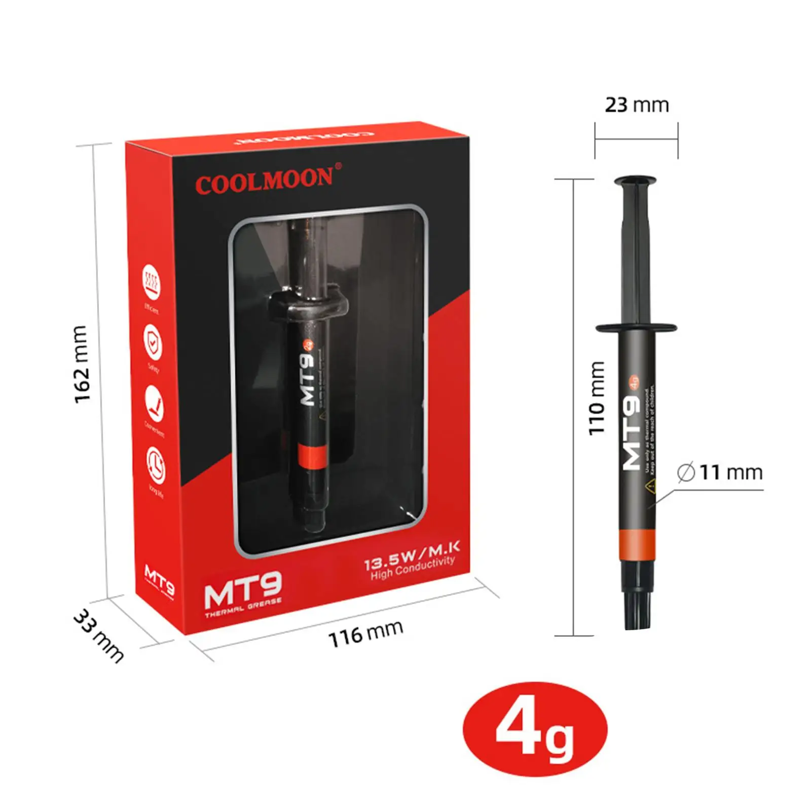 Thermal Compound , 4G Cooling 13.5W/M· CPU Nonconductive Long Durability Application High Performance
Thermal Compound , 4G Cooling 13.5W/M· CPU Nonconductive Long Durability Application High Performance