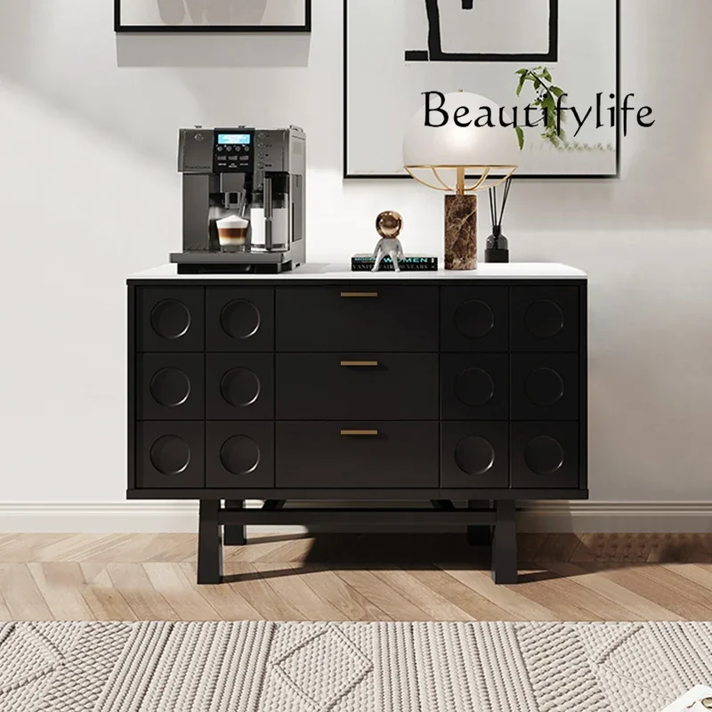 DD25French rock slab dining side tea cabinet light luxury storage decoration home living room against the wall black door cabine
DD25French rock slab dining side tea cabinet light luxury storage decoration home living room against the wall black door cabine