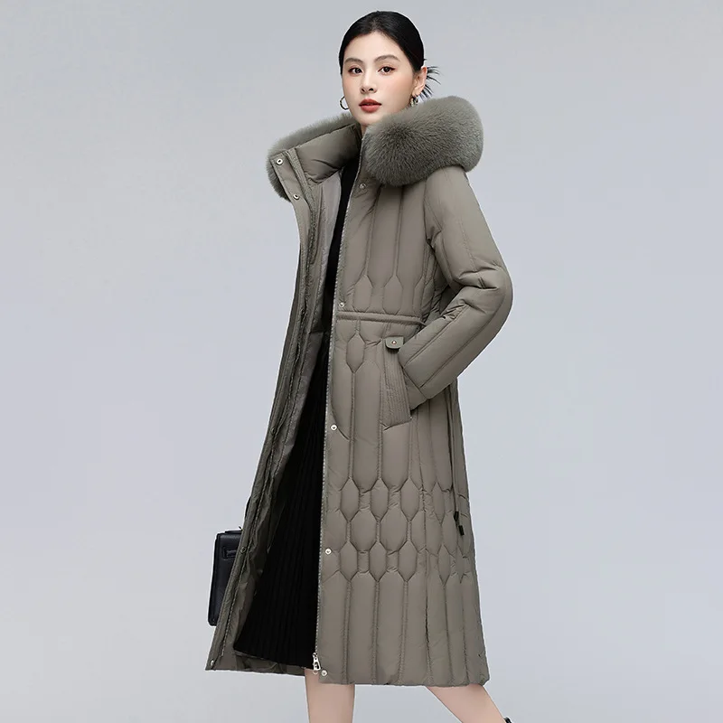 Hooded Fur Jacket Straight-cut Zipper Fur Collar Coat Women's Mid-length Down Coat Winter Fashion Stylish Waist High-end COAT
Hooded Fur Jacket Straight-cut Zipper Fur Collar Coat Women's Mid-length Down Coat Winter Fashion Stylish Waist High-end COAT