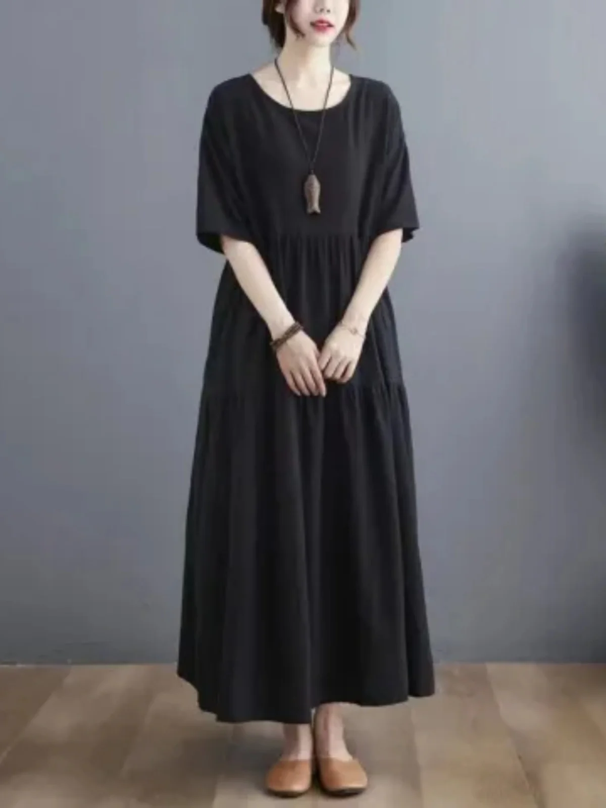 Cotton Linen Midi Dress Slimming A-Line Skirt High Waist Korean Style Commute Fashion Summer New Artistic Belly Covering Dress
Cotton Linen Midi Dress Slimming A-Line Skirt High Waist Korean Style Commute Fashion Summer New Artistic Belly Covering Dress