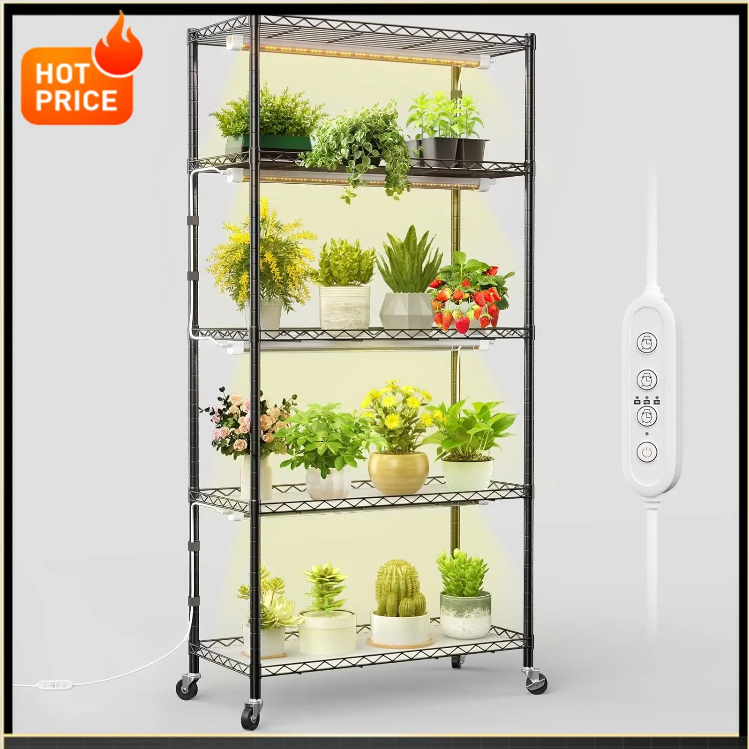 Бестселлер: Подставка для растений с фитолампой, 5-уровневая регулируемая полка для растений с 4 светодиодными фитолампами по 30 Вт, 2 фута, 5000K, полный спектр
Бестселлер: Подставка для растений с фитолампой, 5-уровневая регулируемая полка для растений с 4 светодиодными фитолампами по 30 Вт, 2 фута, 5000K, полный спектр