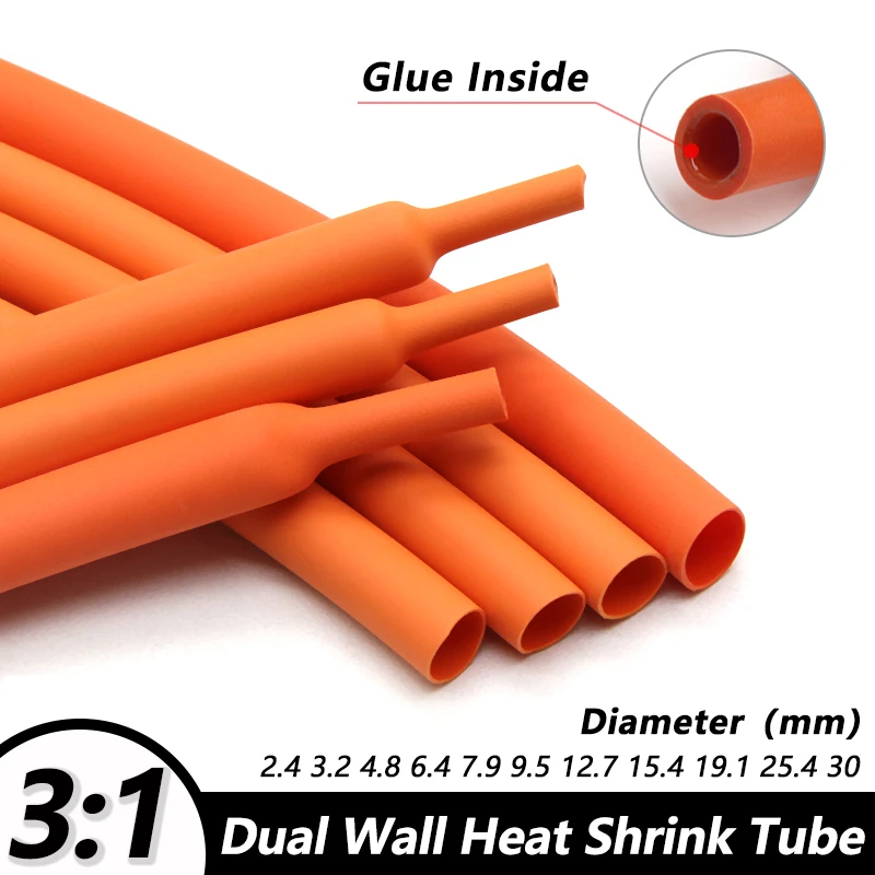 Orange 3:1 Heat Shrink Tubing With Glue 2.4 - 30mm Diameter Waterproof Double Wall Adhensive Lined Wire Polyolefin Cable Sleeve
Orange 3:1 Heat Shrink Tubing With Glue 2.4 - 30mm Diameter Waterproof Double Wall Adhensive Lined Wire Polyolefin Cable Sleeve
