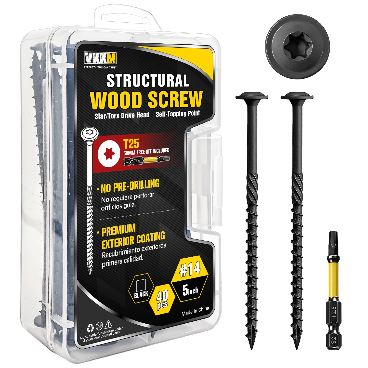 #14 x 5 Inch Black Structural Wood Screws, 40Pcs Torx Drive Washer Head Heavy Duty Self-Tapping Exterior Screws
#14 x 5 Inch Black Structural Wood Screws, 40Pcs Torx Drive Washer Head Heavy Duty Self-Tapping Exterior Screws