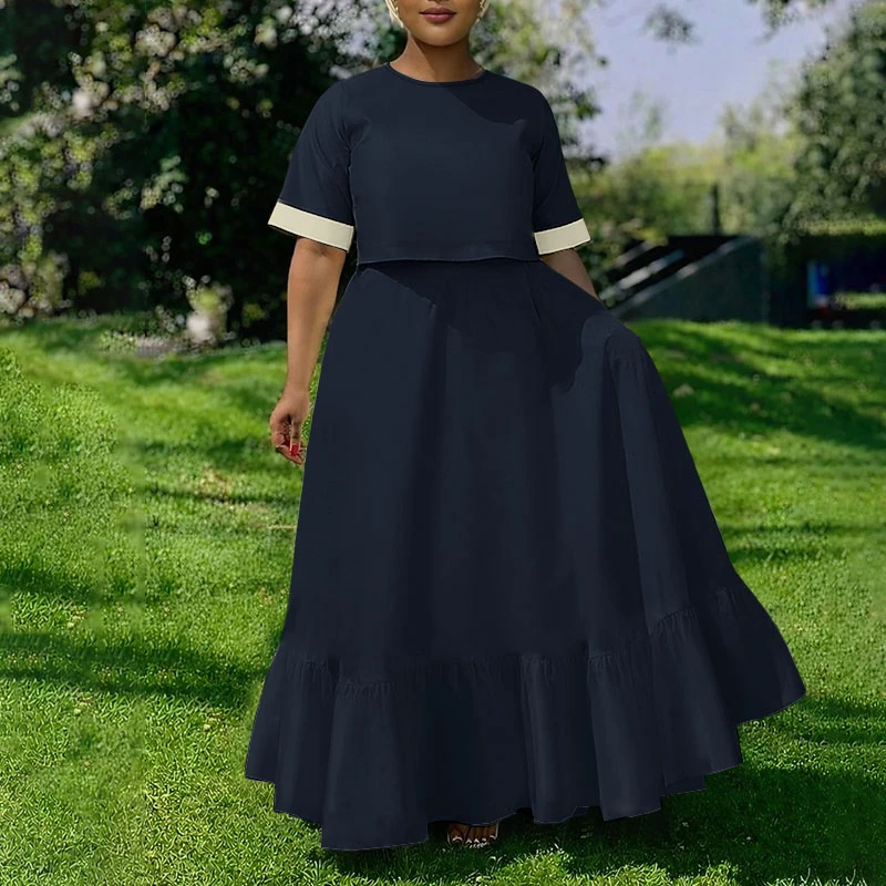 VONDA Summer Women Plus Size Sets Elegant 2PCS Dress Sets Short Sleeve Tops Long Skirts Patchwork O Neck Two-piece Outfits
VONDA Summer Women Plus Size Sets Elegant 2PCS Dress Sets Short Sleeve Tops Long Skirts Patchwork O Neck Two-piece Outfits