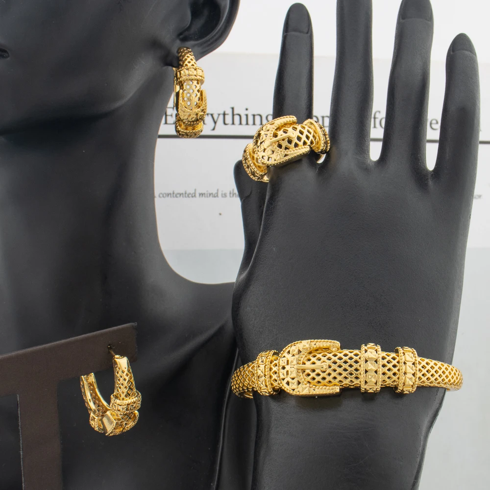 Original Gold Color Jewelry Set Women Exquisite Bangle Bracelet Ring Piercing Earrings African Ethiopia Bridal Anniversary Gift
Original Gold Color Jewelry Set Women Exquisite Bangle Bracelet Ring Piercing Earrings African Ethiopia Bridal Anniversary Gift