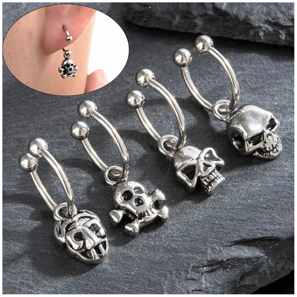 1PC Skull Earring C Shape Ring Stainless Steel Skeleton Shape Pendant Piercing Lobe Trugas Vintage New Gothic Cool Ear Jewelry
1PC Skull Earring C Shape Ring Stainless Steel Skeleton Shape Pendant Piercing Lobe Trugas Vintage New Gothic Cool Ear Jewelry