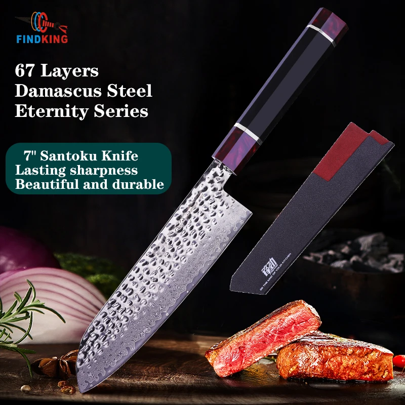 Нож FINDKING Eternity Series, 67 слоев дамасской стали, 9Cr18MoV, японский нож шеф-повара Santoku, 7-дюймовая ручка из смолы, кухонные ножи
Нож FINDKING Eternity Series, 67 слоев дамасской стали, 9Cr18MoV, японский нож шеф-повара Santoku, 7-дюймовая ручка из смолы, кухонные ножи