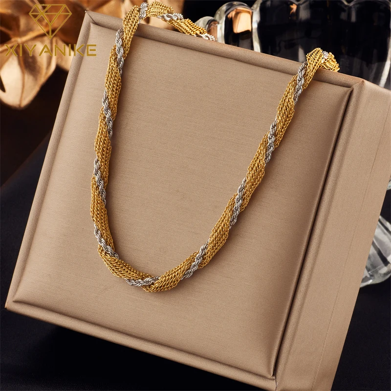 XIYANIKE 316L Stainless Steel Necklace Woman Gold Silver Color Twist Chain Necklaces Women New Style Lady Jewelry for Holiday
XIYANIKE 316L Stainless Steel Necklace Woman Gold Silver Color Twist Chain Necklaces Women New Style Lady Jewelry for Holiday