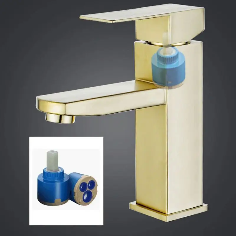 Brushed Gold Basin Faucet Single Lever Square Hot And Cold Water Mixer Tap Deck Mounted Bathroom Vessel Vanity Sink Tap One Hole
Brushed Gold Basin Faucet Single Lever Square Hot And Cold Water Mixer Tap Deck Mounted Bathroom Vessel Vanity Sink Tap One Hole