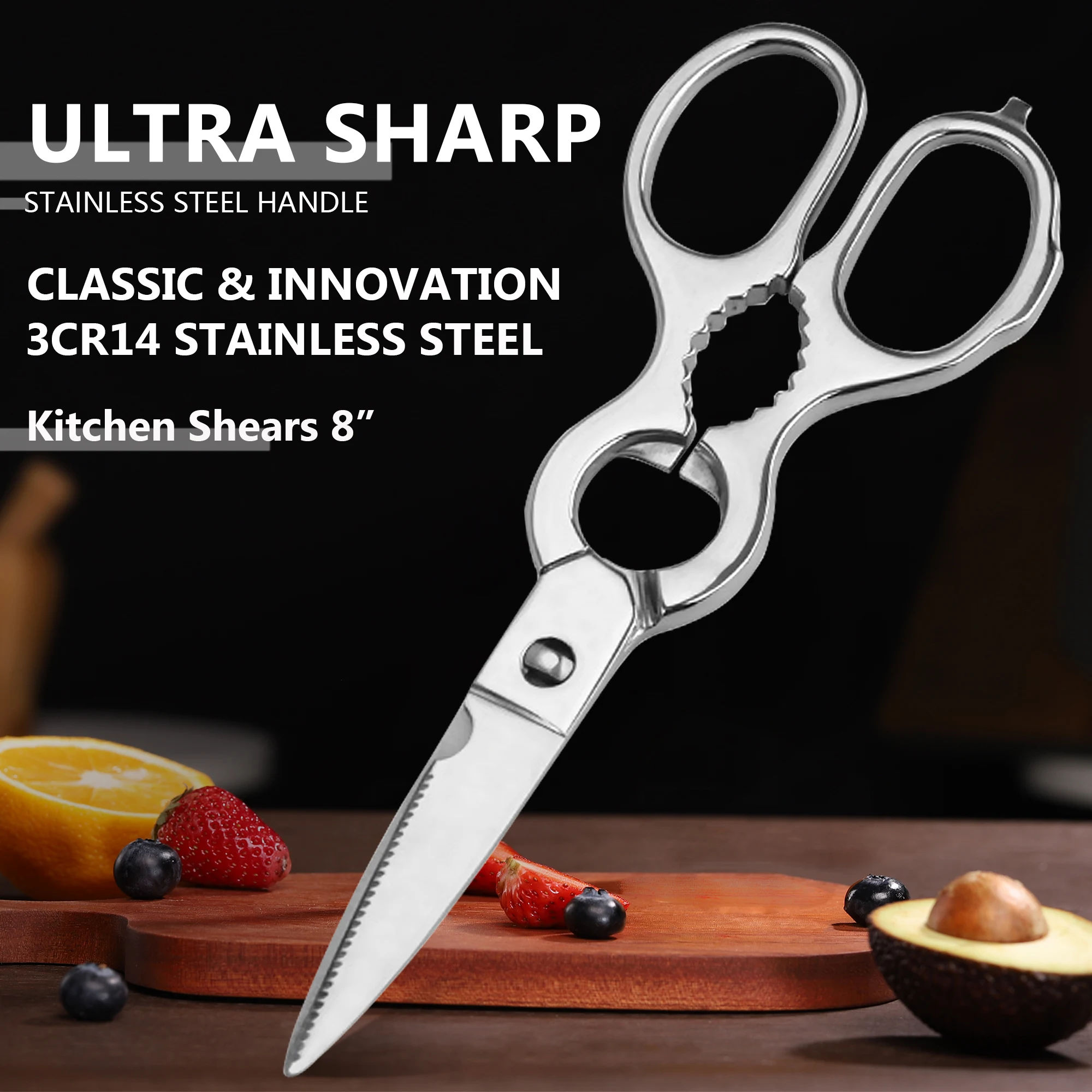 WILDMOK Stainless Steel Kitchen Scissors, Multi-Functional Sharp Food Shears for Chicken Poultry Meat Herbs Vegetable Cooking
WILDMOK Stainless Steel Kitchen Scissors, Multi-Functional Sharp Food Shears for Chicken Poultry Meat Herbs Vegetable Cooking