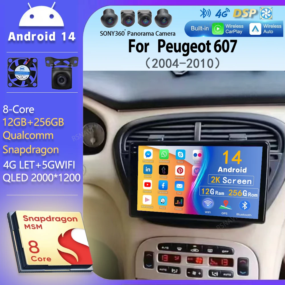 Android 14 Wi-Fi + 4G Carplay Автомобильный радиоприемник для Peugeot 607 2004-2010 Навигация GPS Мультимедийный видеоплеер Стерео авто BT 2 DIN DVD
Android 14 Wi-Fi + 4G Carplay Автомобильный радиоприемник для Peugeot 607 2004-2010 Навигация GPS Мультимедийный видеоплеер Стерео авто BT 2 DIN DVD