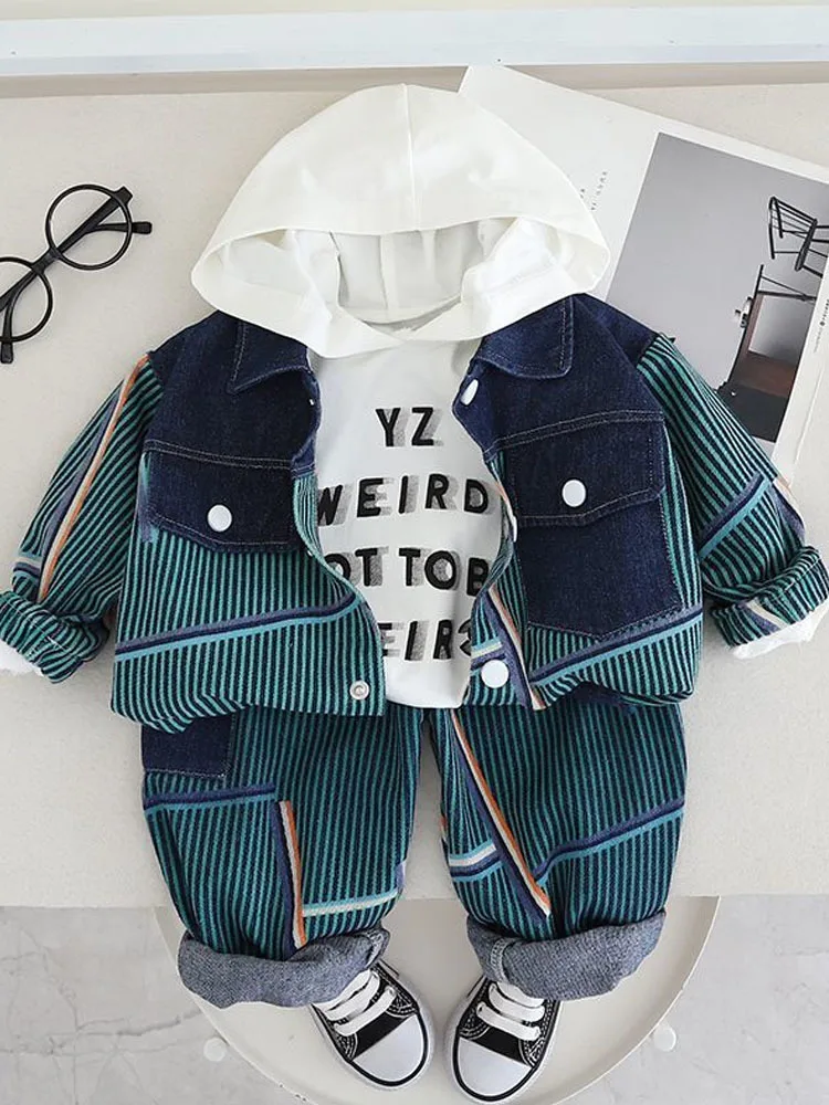 Boys' autumn outfit set baby 1-3 years old 5 spring autumn denim three piece set trendy Sets for children baby boy clothes
Boys' autumn outfit set baby 1-3 years old 5 spring autumn denim three piece set trendy Sets for children baby boy clothes