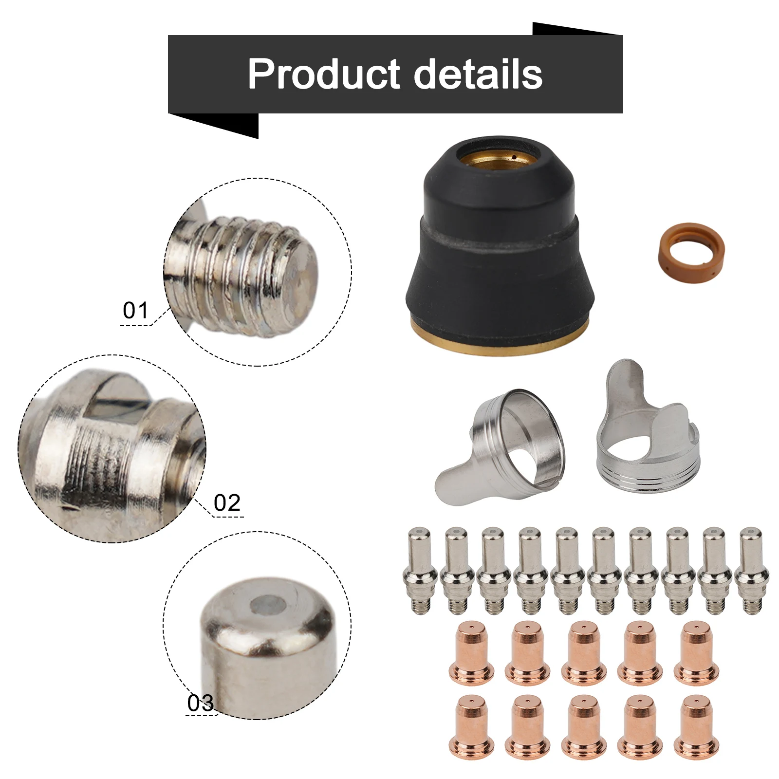 PT60 IPT60 JASIC PRO CUT 45 Cutter Consumables Kit with Electrodes Nozzle Tips Shield Cup Stand Off Guide Swirl Ring (24PCS)
PT60 IPT60 JASIC PRO CUT 45 Cutter Consumables Kit with Electrodes Nozzle Tips Shield Cup Stand Off Guide Swirl Ring (24PCS)