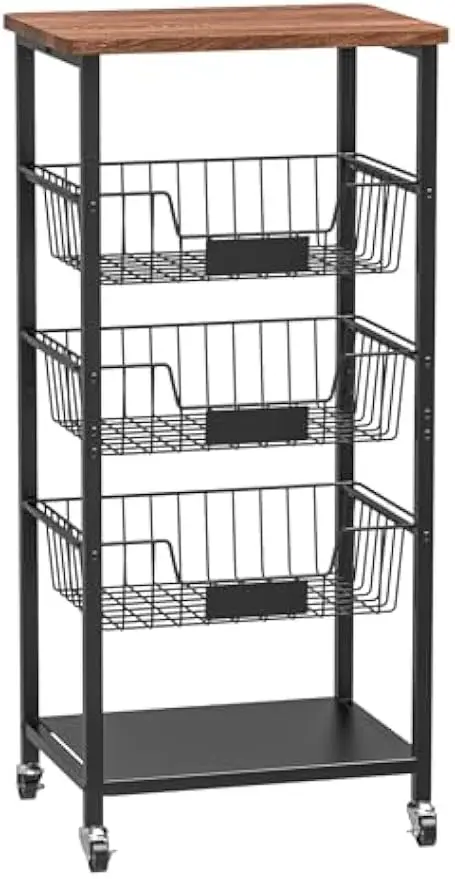 5-уровневая кухонная тележка на колесиках с деревянной столешницей, металлическим органайзером для хранения и запираемыми колесами
5-уровневая кухонная тележка на колесиках с деревянной столешницей, металлическим органайзером для хранения и запираемыми колесами