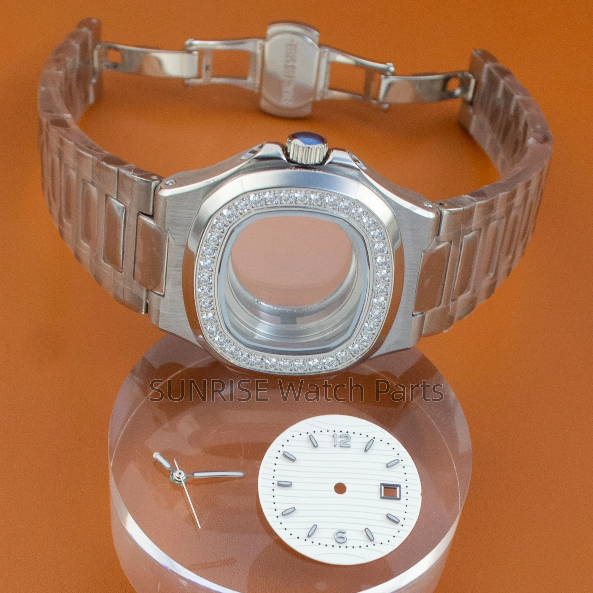 For Nautilus Case 35mm Diamond Case strap hands Sapphire Glass Waterproof 316L Stainless Steel Fit NH05/NH06 Automatic Movemen
For Nautilus Case 35mm Diamond Case strap hands Sapphire Glass Waterproof 316L Stainless Steel Fit NH05/NH06 Automatic Movemen
