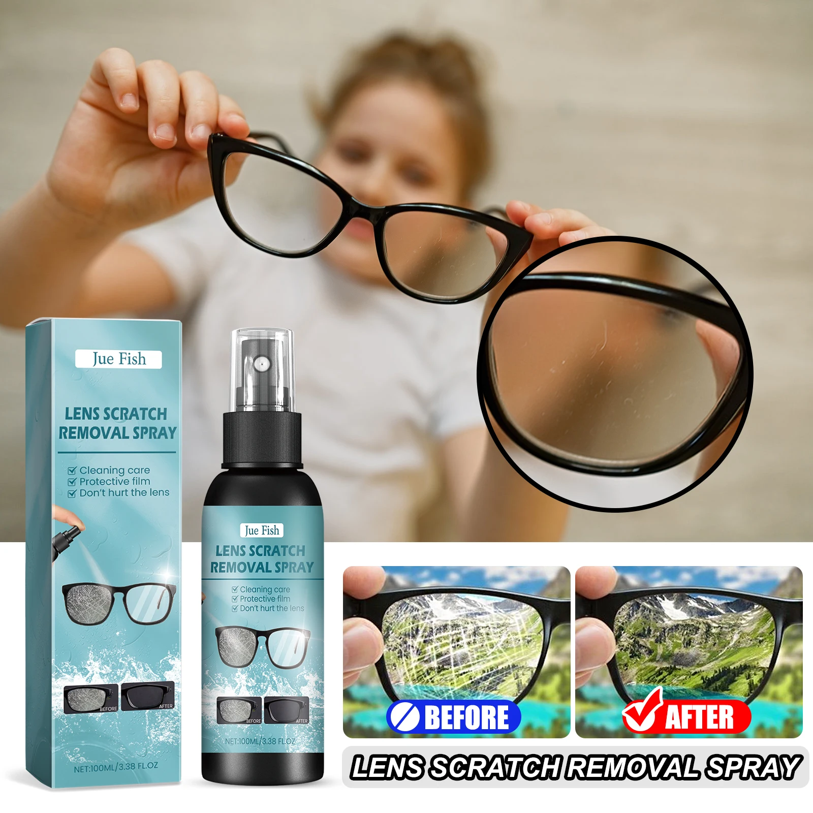 JUE FISH Lens Scratch Removal Spray Glasses Lens Cleaning Agent Scratch Repairation Cleaner Protect Lens Keep Vision Clear Spray
JUE FISH Lens Scratch Removal Spray Glasses Lens Cleaning Agent Scratch Repairation Cleaner Protect Lens Keep Vision Clear Spray