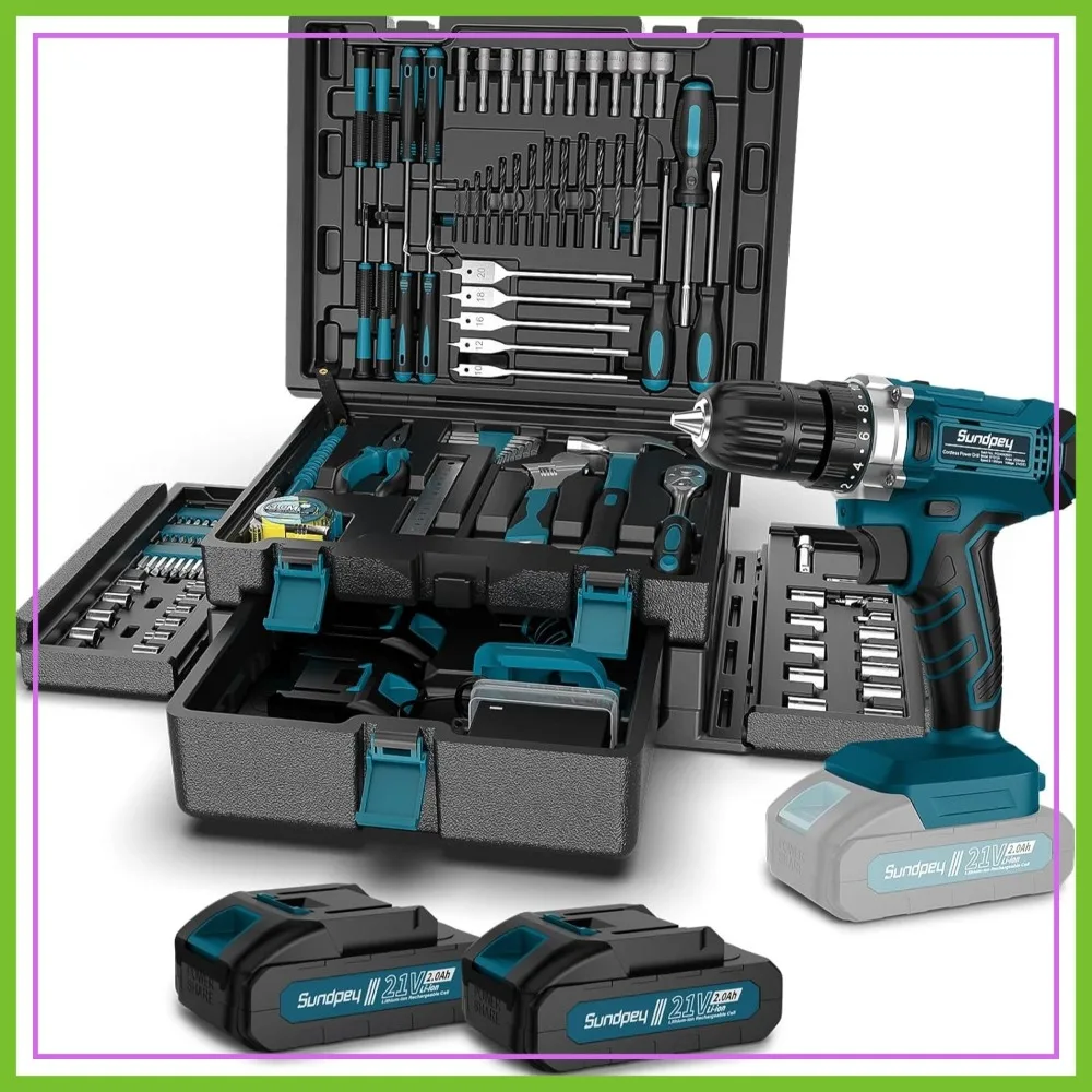 255-Piece General Home & Auto Repair Tool Set with 21V Cordless Drill, 2 Batteries, Portable Storage Case for Handyman DIY
255-Piece General Home & Auto Repair Tool Set with 21V Cordless Drill, 2 Batteries, Portable Storage Case for Handyman DIY