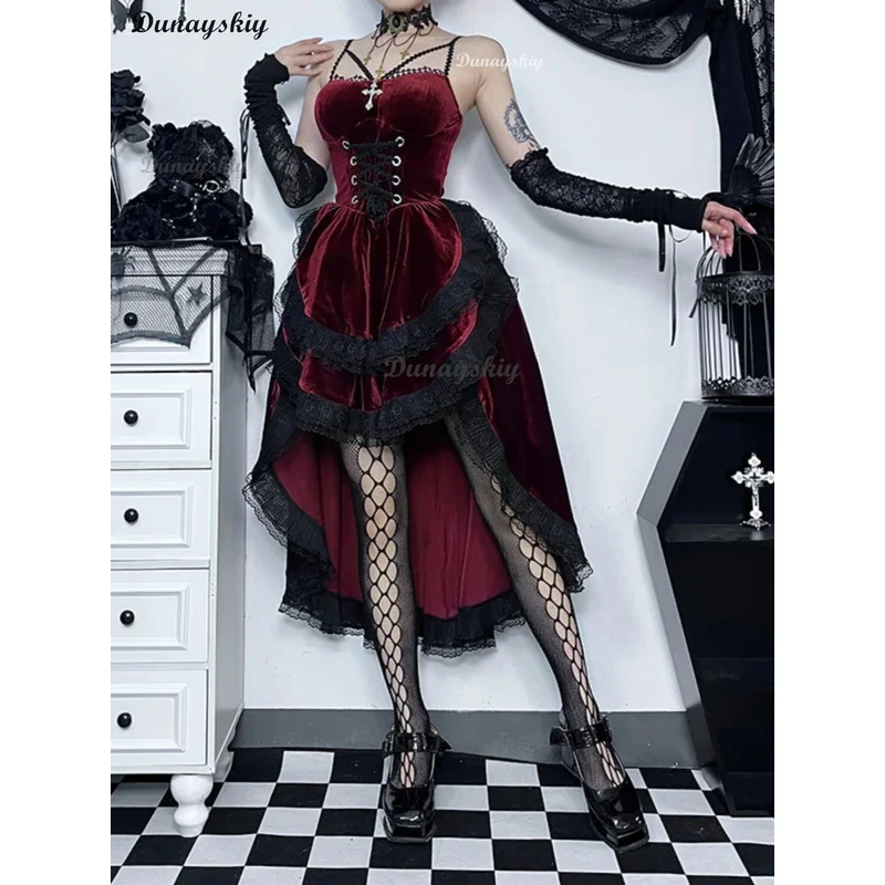 COSda@Dark Gothic Cospaly Sexy Lace Dovetail Halter Dress Dovetail Witch Demon Vampire Ghost Bridal Dress HalloweenCOSda@
COSda@Dark Gothic Cospaly Sexy Lace Dovetail Halter Dress Dovetail Witch Demon Vampire Ghost Bridal Dress HalloweenCOSda@