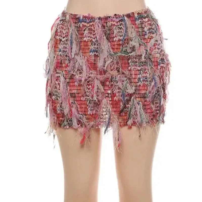 Customized 2025 Colorful Tassel Skirts High Waist Women Thin Knit Sexy Summer Stretch Skinny Streetwear Bodycon Dress Outfits Mi
Customized 2025 Colorful Tassel Skirts High Waist Women Thin Knit Sexy Summer Stretch Skinny Streetwear Bodycon Dress Outfits Mi