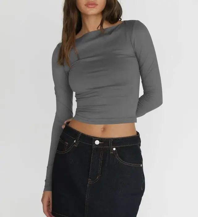 Spring and Summer New Solid Color Simple Slim Fit Short Style with Exposed Navel Casual Trend Women's Versatile Long Sleeved Top
Spring and Summer New Solid Color Simple Slim Fit Short Style with Exposed Navel Casual Trend Women's Versatile Long Sleeved Top