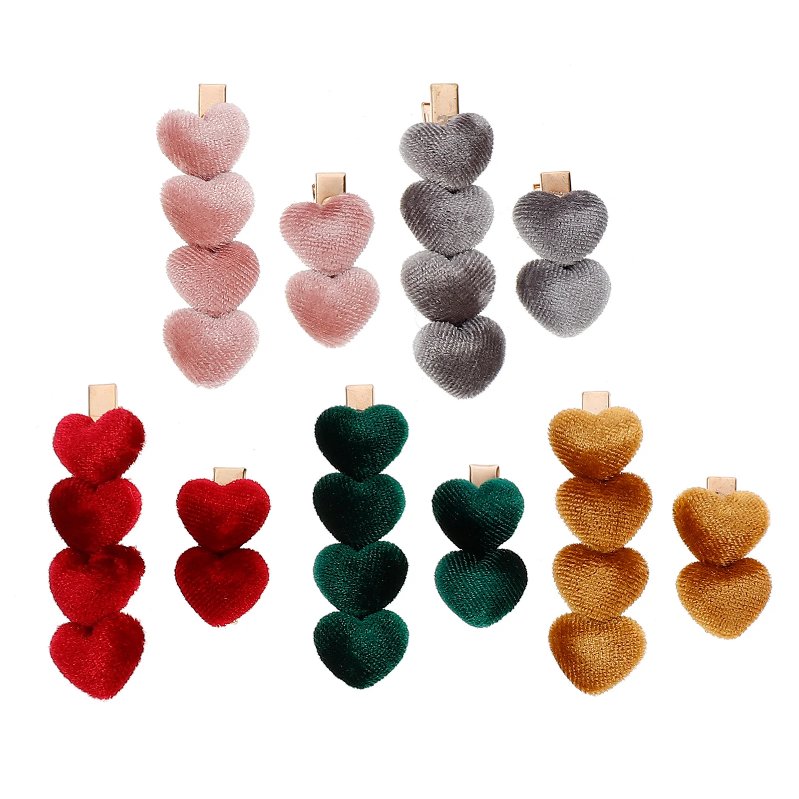 5 Pairs Heart Shaped Hair Clips Cute Velvet Bangs Barrettes Women Kids Hair Accessories Decorations Travel Party
5 Pairs Heart Shaped Hair Clips Cute Velvet Bangs Barrettes Women Kids Hair Accessories Decorations Travel Party