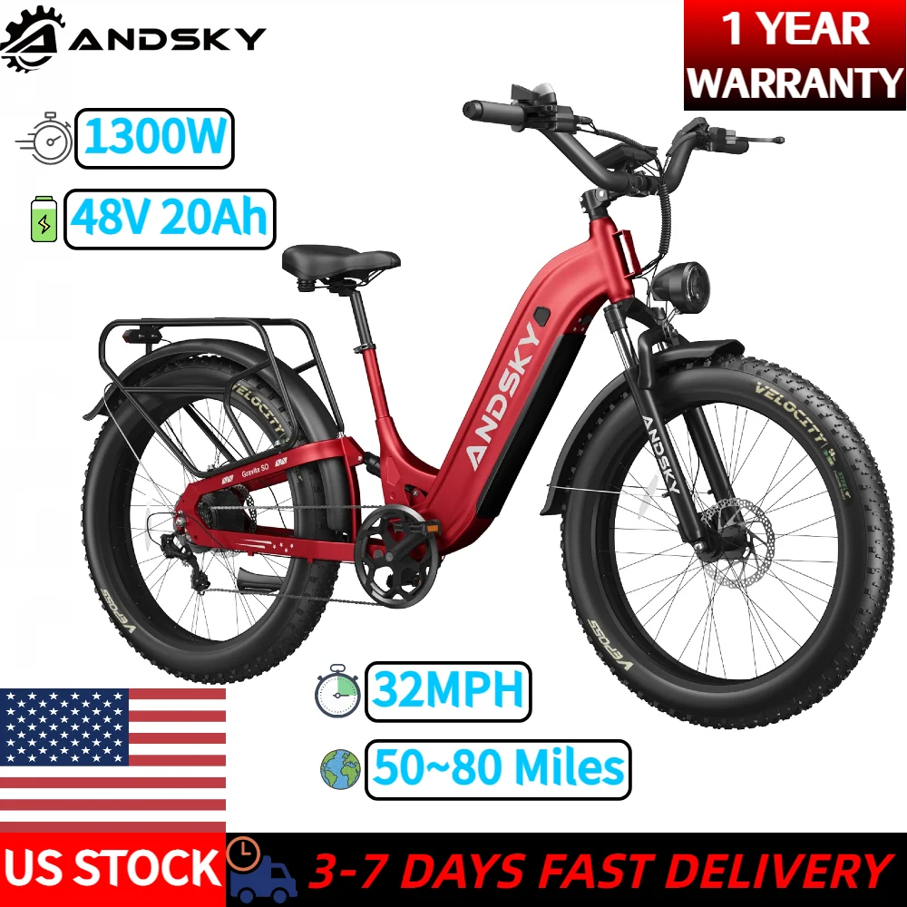 ANDSKY Gravita LS City Commuter Electric Bicycle with Shimano 7-Speed Gears 48V 20AH Removable Battery 32MPH Electric Bike for Adults 80Miles Long Range 1300W Motor 90Nm Powerful Torque E-bike
ANDSKY Gravita LS City Commuter Electric Bicycle with Shimano 7-Speed Gears 48V 20AH Removable Battery 32MPH Electric Bike for Adults 80Miles Long Range 1300W Motor 90Nm Powerful Torque E-bike