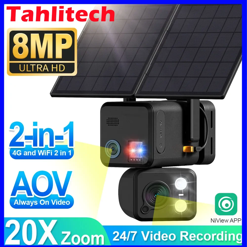 AOV 4G & wifi Solar IP PTZ Camera 4K Dual-lens Dual-screen Solar Powered Battery PTZ Camera Ai Humanoid Detection Cctv Camera
AOV 4G & wifi Solar IP PTZ Camera 4K Dual-lens Dual-screen Solar Powered Battery PTZ Camera Ai Humanoid Detection Cctv Camera