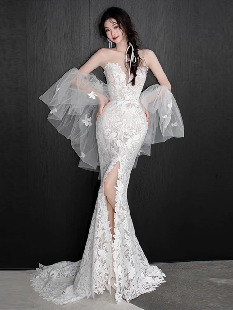 Ele Lace Bridal Gown Slim Fit Fi Tail Wedding Dr for Engagement Parties Hotel Indoor Scenarios 8-25 Years Old
Ele Lace Bridal Gown Slim Fit Fi Tail Wedding Dr for Engagement Parties Hotel Indoor Scenarios 8-25 Years Old