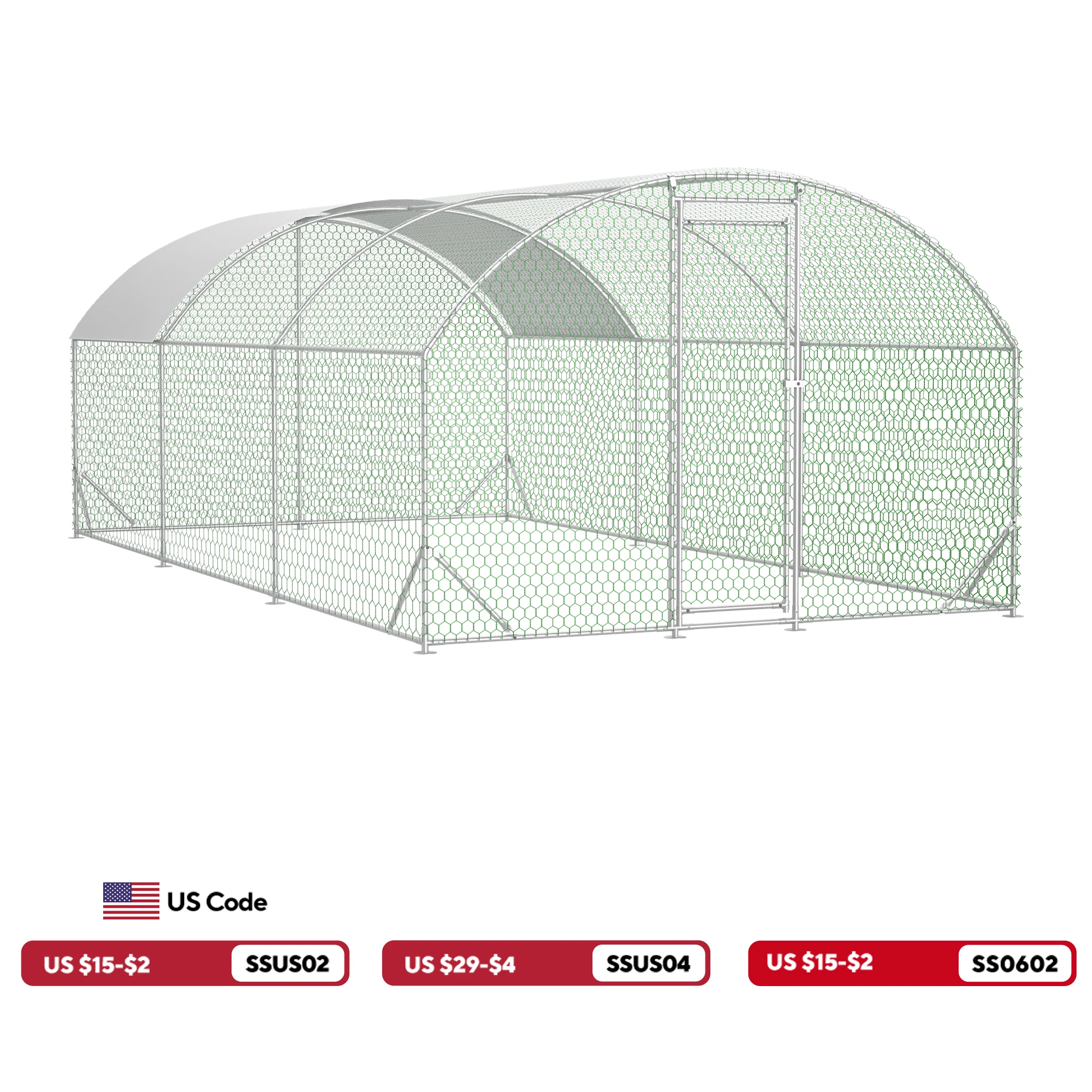Large Chicken Coop Metal Chicken Run with Waterproof and Anti-UV Cover, Dome Shaped Walk-in Fence Cage Hen House
Large Chicken Coop Metal Chicken Run with Waterproof and Anti-UV Cover, Dome Shaped Walk-in Fence Cage Hen House