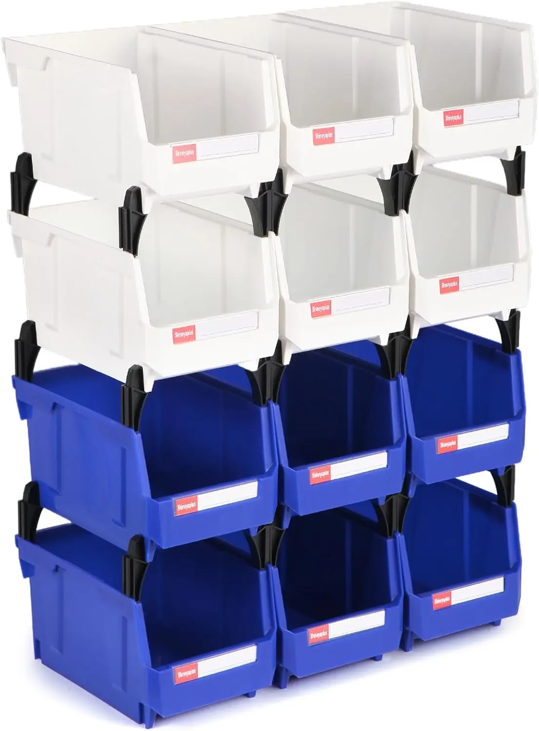 Stackable Storage Bins 12 Pack (7x5x4 Inch), Plastic Organizer Bins for Garage, Workbench & Office, Blue & White
Stackable Storage Bins 12 Pack (7x5x4 Inch), Plastic Organizer Bins for Garage, Workbench & Office, Blue & White