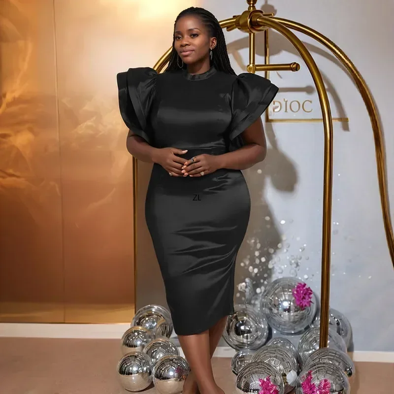 2025 Women's Midi Dress Bodycon Party High Neck Flare Sleeve Shiny Backless Robe Summer Big Size Formal Coacktail Evening Gowns
2025 Women's Midi Dress Bodycon Party High Neck Flare Sleeve Shiny Backless Robe Summer Big Size Formal Coacktail Evening Gowns