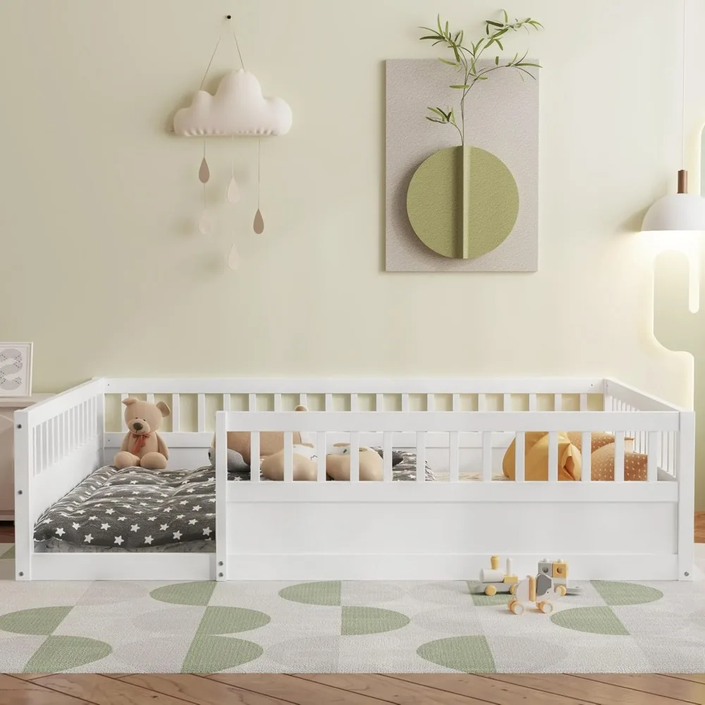 DNYN Full Size Floor Bed for Kids Bedroom,Solid Wood Bedframe w/Fence & Easy Assemble & Space Saving Design & No Box Spring Need
DNYN Full Size Floor Bed for Kids Bedroom,Solid Wood Bedframe w/Fence & Easy Assemble & Space Saving Design & No Box Spring Need