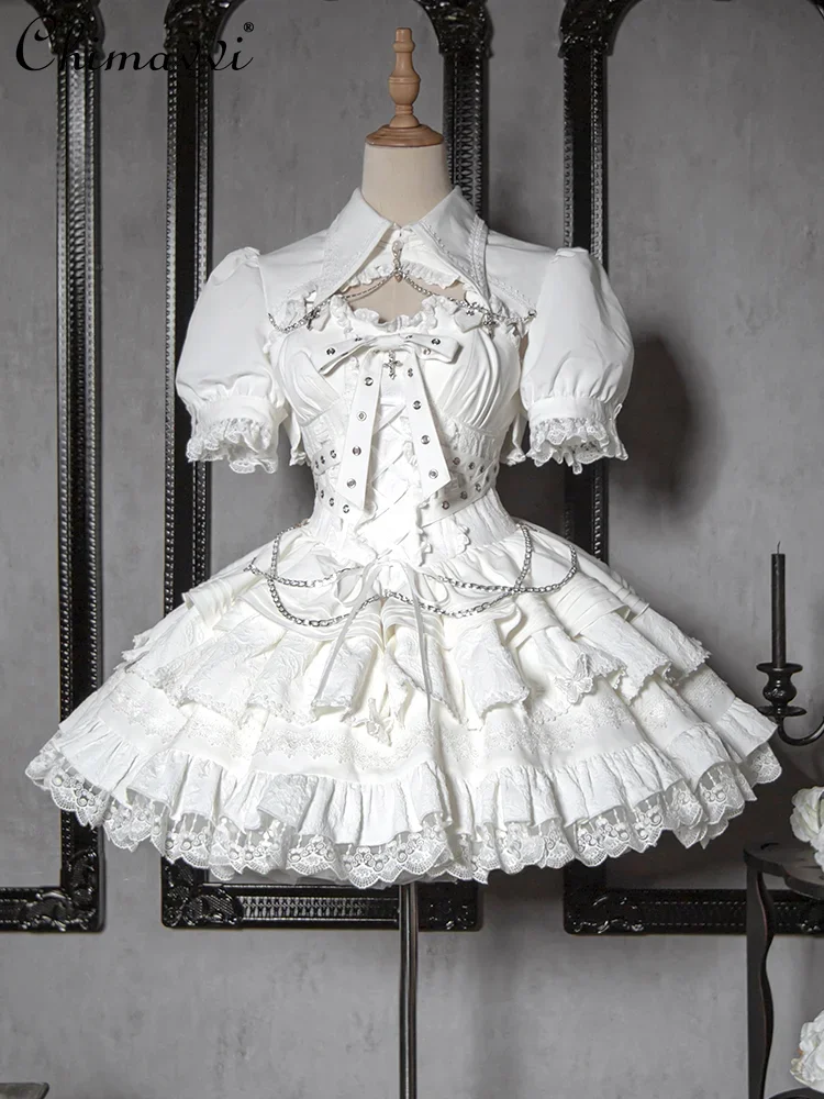 Lolita Style JSK Dress Gothic Bow Slim Spaghetti Strap Pettiskirt Sweet Girl Women's Mini Dresses and Small Waistcoat Two Pieces
Lolita Style JSK Dress Gothic Bow Slim Spaghetti Strap Pettiskirt Sweet Girl Women's Mini Dresses and Small Waistcoat Two Pieces