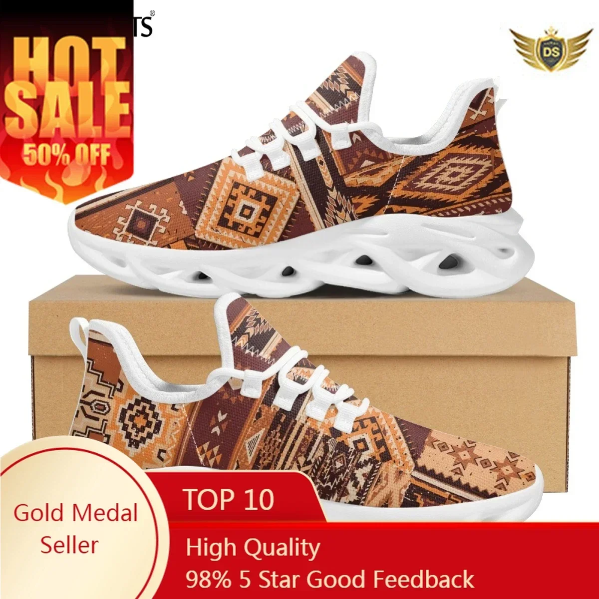 Fashion Tribal Sneakers Casual Lace Up Platform Shoes Ethnic American Traditional Print Mesh Knit Shoes For Women
Fashion Tribal Sneakers Casual Lace Up Platform Shoes Ethnic American Traditional Print Mesh Knit Shoes For Women