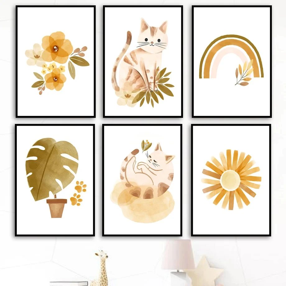Cartoon Cats Flower Kitties Rainbow Sun Nursery Wall Art Canvas Painting Nordic Posters And Print Decor Pictures Baby Girl Room
Cartoon Cats Flower Kitties Rainbow Sun Nursery Wall Art Canvas Painting Nordic Posters And Print Decor Pictures Baby Girl Room