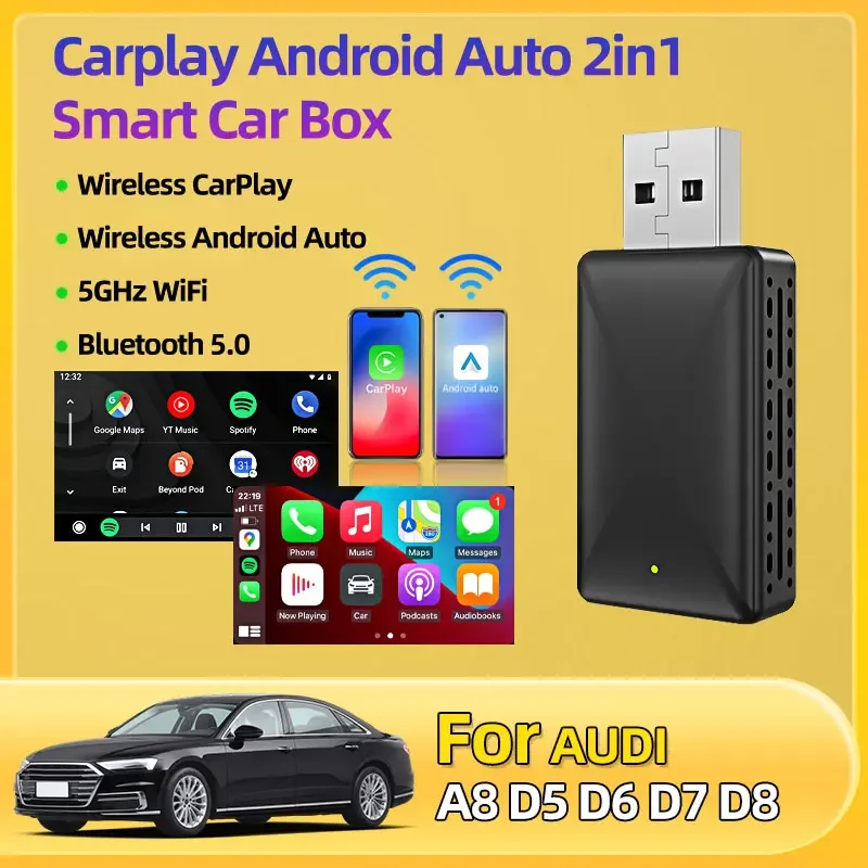 Для Audi A8 D5 D6 D7 D8 Беспроводной CarPlay Android Auto Универсальный беспроводной адаптер Smart Mini Box Plug And Play WiFi Быстрое подключение
Для Audi A8 D5 D6 D7 D8 Беспроводной CarPlay Android Auto Универсальный беспроводной адаптер Smart Mini Box Plug And Play WiFi Быстрое подключение