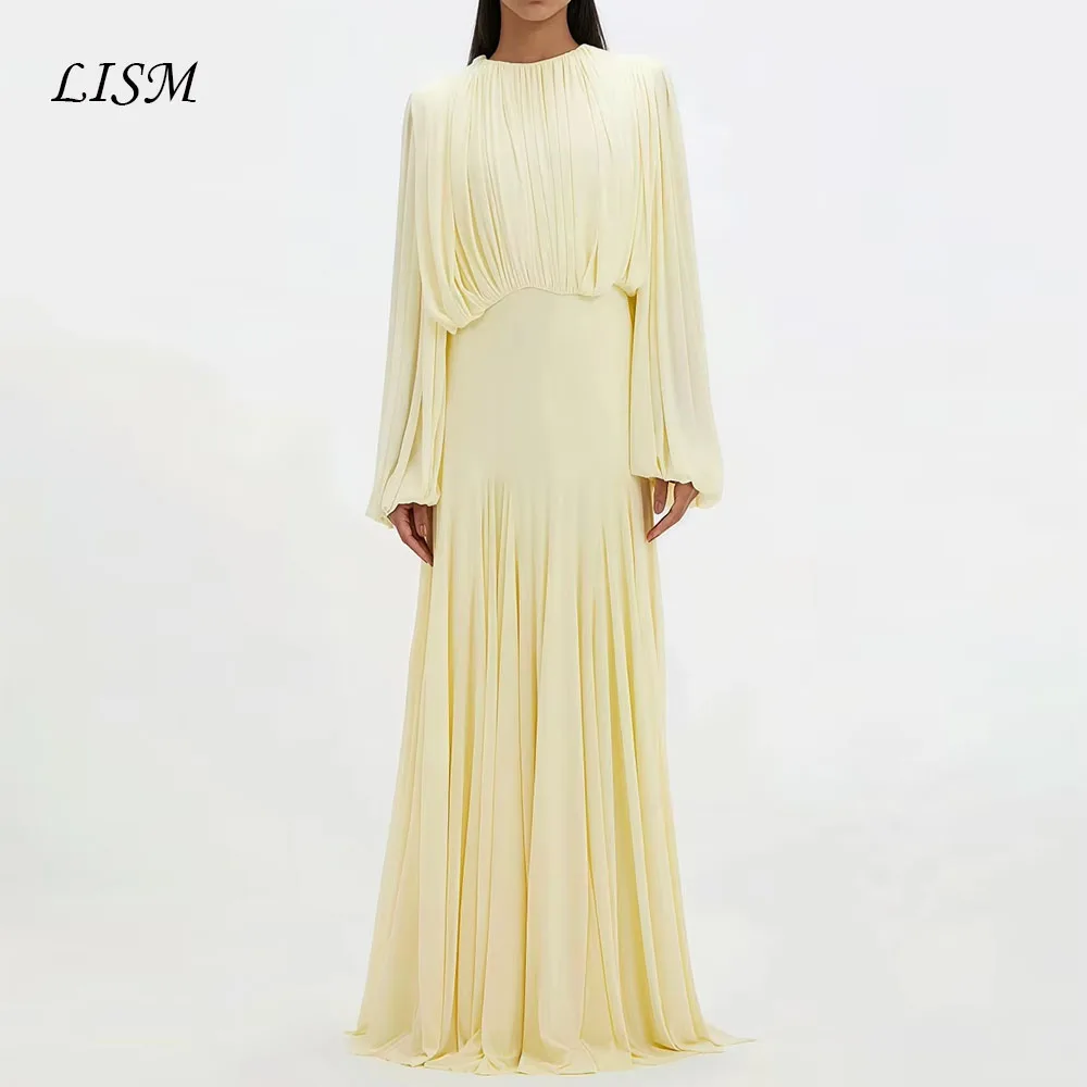 Lism Customized Lemon Evening Dresses Dinner Loose Folds Maxi Dresses for Women O Neck Pud High Waist Temperament Party Gown
Lism Customized Lemon Evening Dresses Dinner Loose Folds Maxi Dresses for Women O Neck Pud High Waist Temperament Party Gown