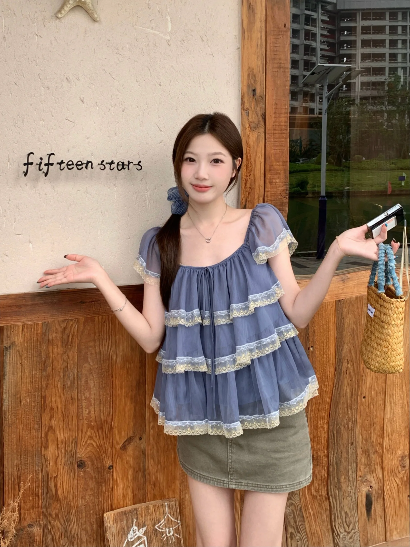 Sweet Girl Style Lace Splicing Chiffon Top Cake Gauze Hem Layering Bigger Size Loose Fit Short Sleeve One Shoulder Shirt
Sweet Girl Style Lace Splicing Chiffon Top Cake Gauze Hem Layering Bigger Size Loose Fit Short Sleeve One Shoulder Shirt