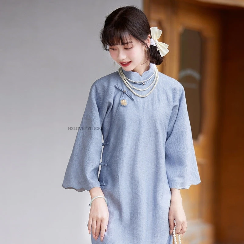 Spring New Chinese Style Retro White Dress For Women Elegant Big Sleeve Women Vintage Qipao Dress Lady Retro Cheongsam Dress
Spring New Chinese Style Retro White Dress For Women Elegant Big Sleeve Women Vintage Qipao Dress Lady Retro Cheongsam Dress