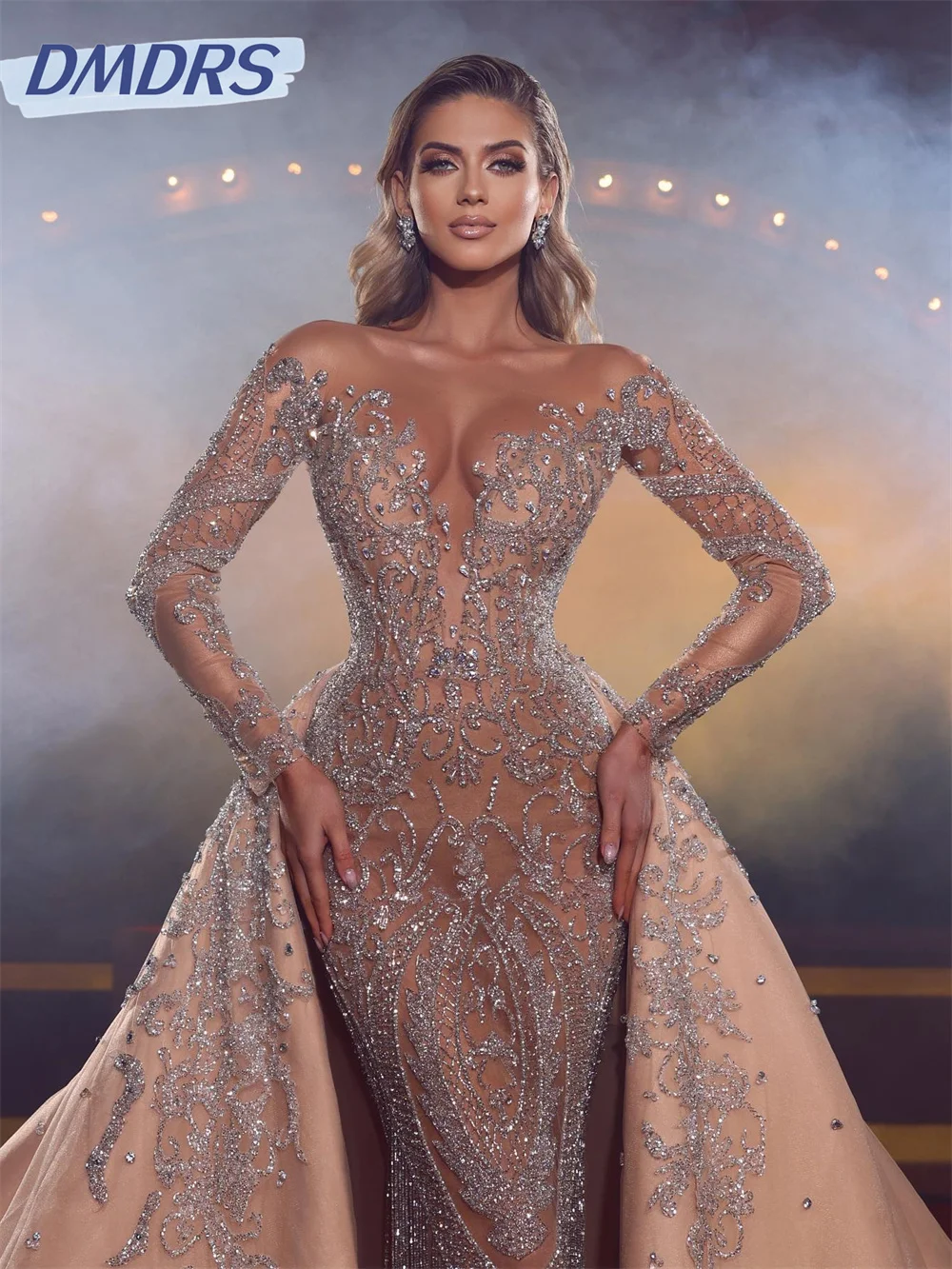 Luxury Champagne Mermaid Bridal Gowns Elegant Deep v Neck Beading Lace Floor-Length Wedding Dress Vestido De Novia
Luxury Champagne Mermaid Bridal Gowns Elegant Deep v Neck Beading Lace Floor-Length Wedding Dress Vestido De Novia