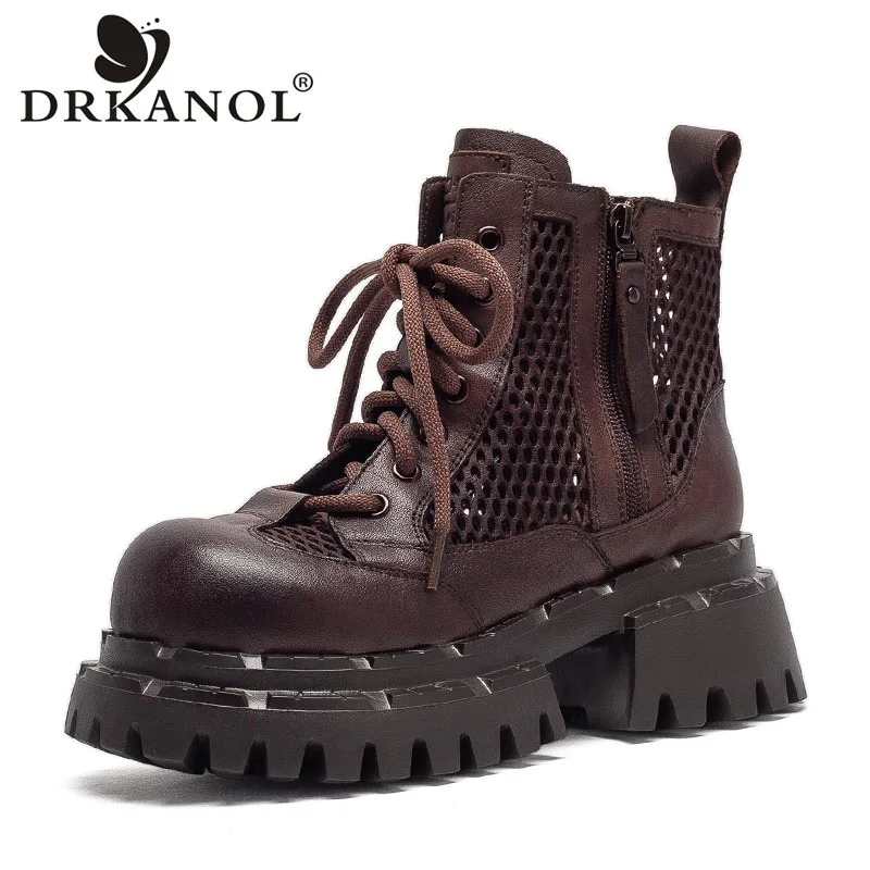 DRKANOL 2026 Women Summer Cool Boots Round Toe Genuine Cow Leather Air Mesh Breathable 6cm Thick High Heel Platform Ankle Boots
DRKANOL 2026 Women Summer Cool Boots Round Toe Genuine Cow Leather Air Mesh Breathable 6cm Thick High Heel Platform Ankle Boots